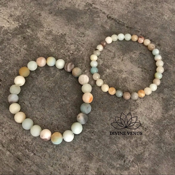 Amazonite Stone Stretch Bracelet Set - Picture 5 of 9